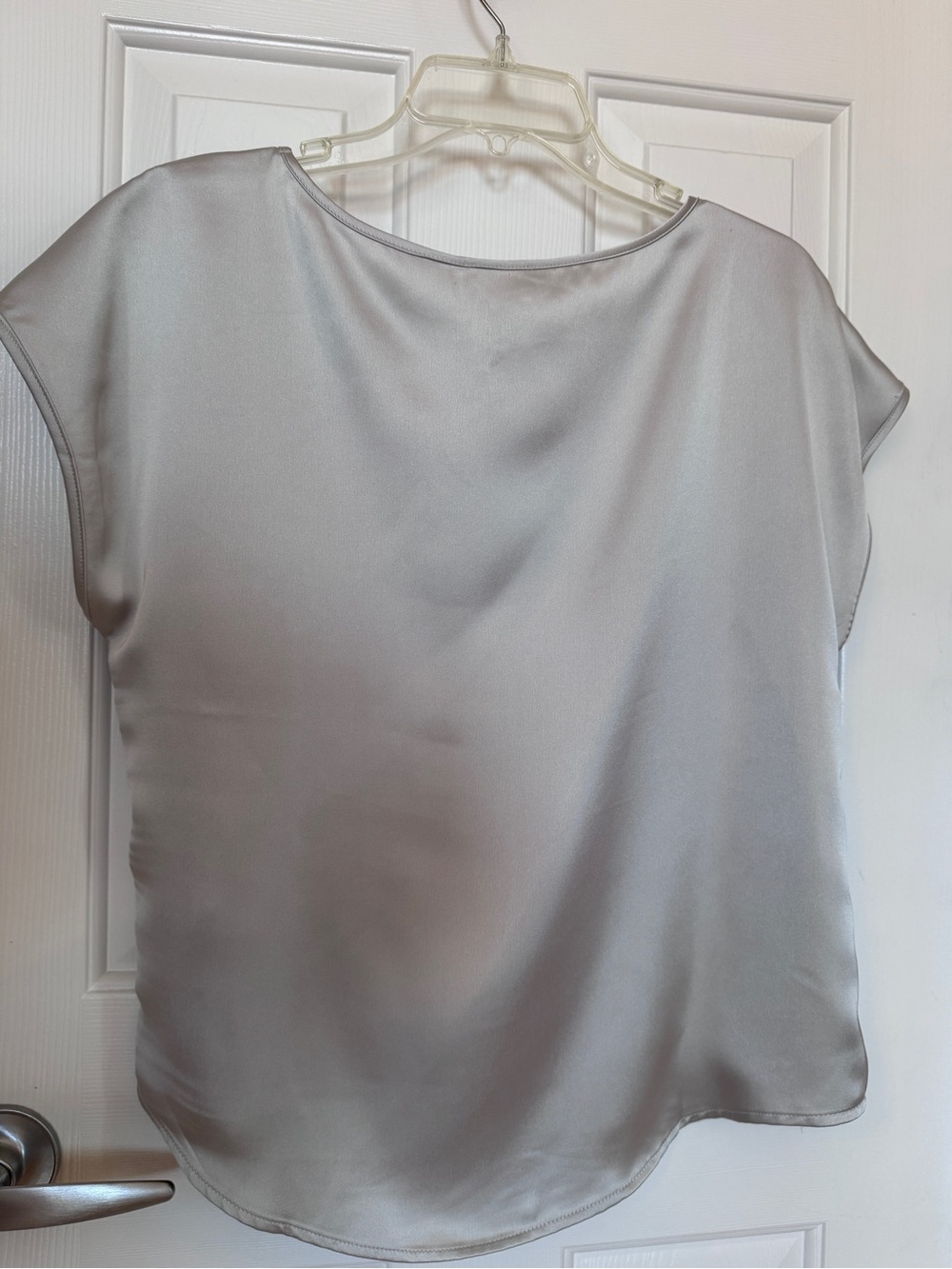 Nicole Miller Silver Cap Sleeve Satin Blouse - Picture 2 of 5